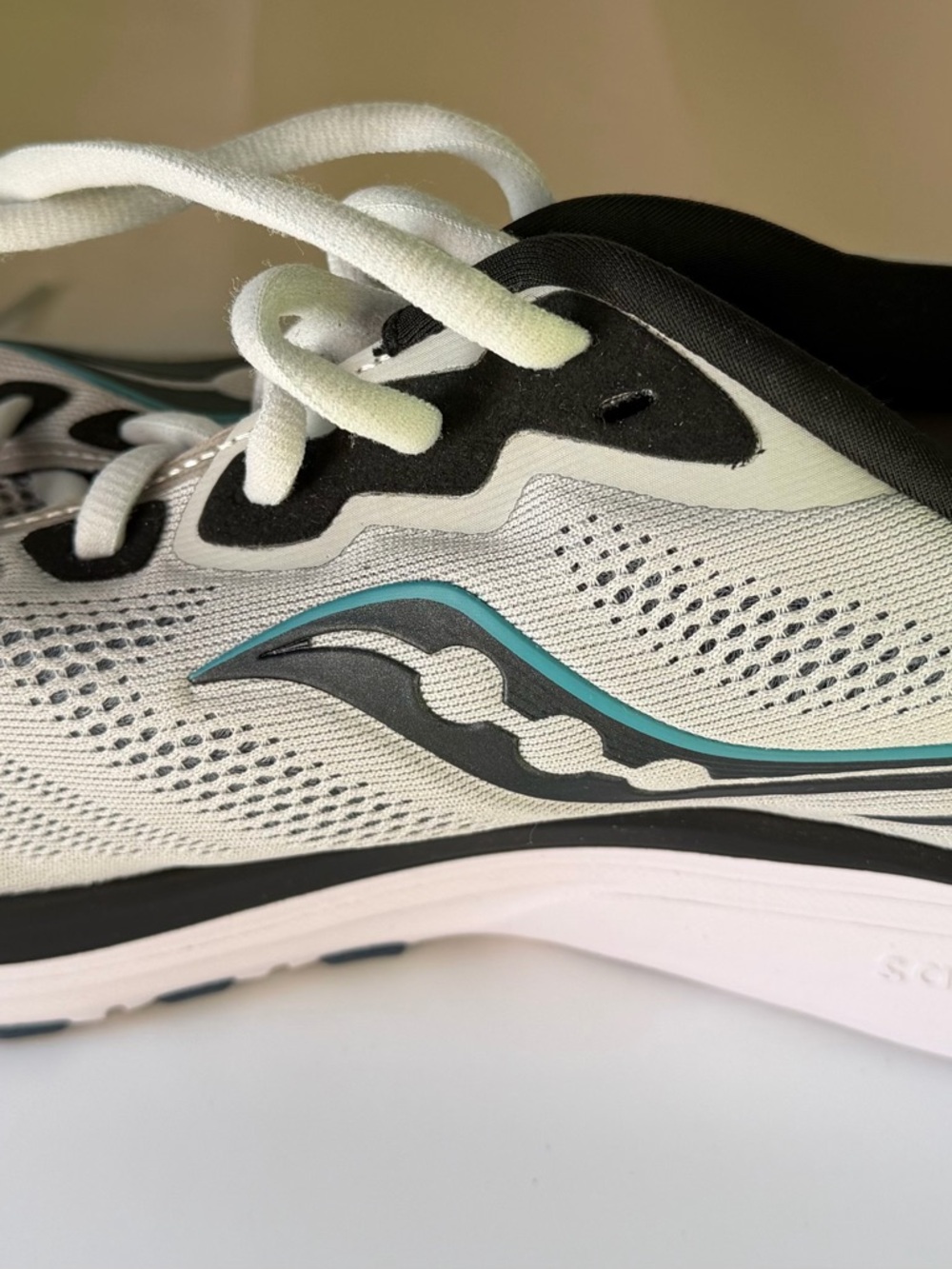 Saucony Men’s Light Gray Running Shoes with Teal Accent PWR Run Ride14 10W - Picture 11 of 14